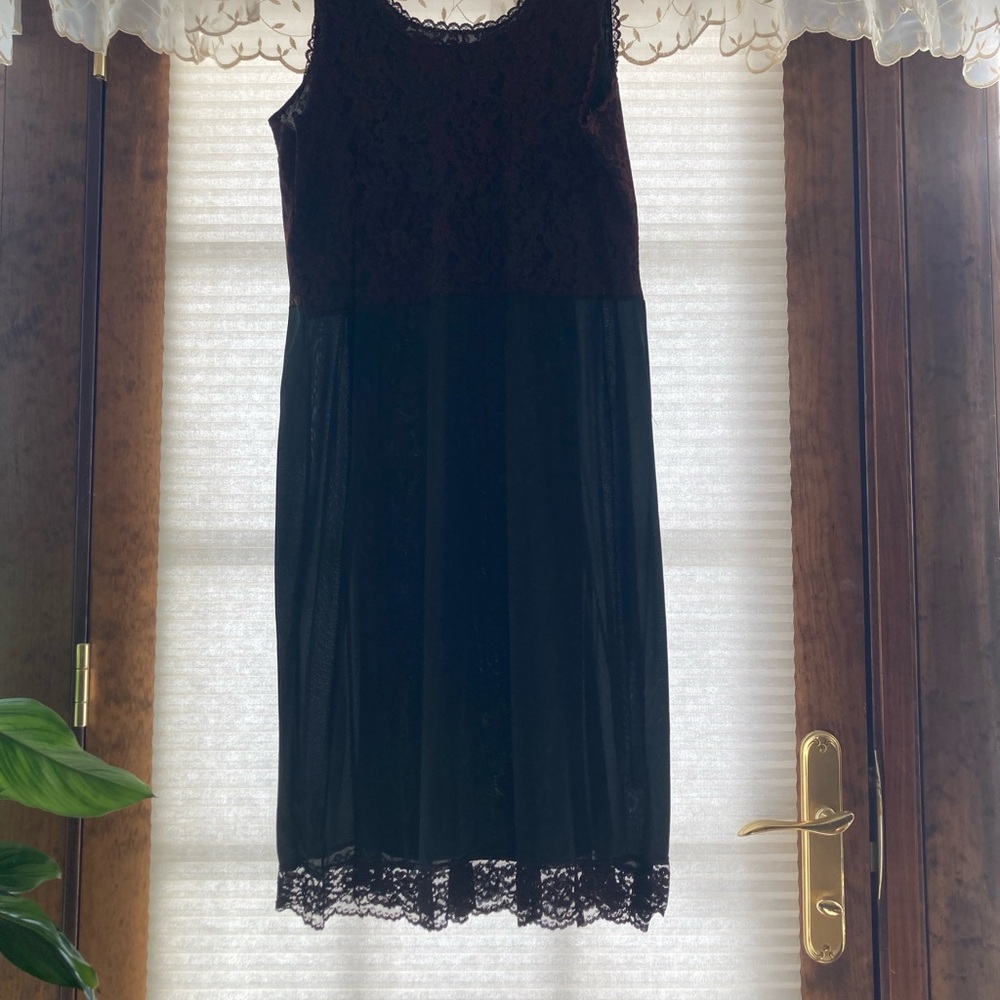 Vintage Black and Burgundy Lingerie Slip